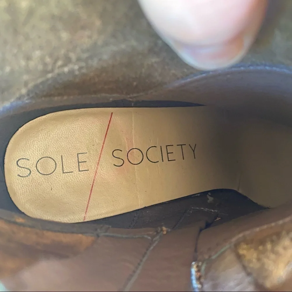Sole Society Alexi Womens Wedge Bootie Ankle Boots Brown Suede Size 8.5